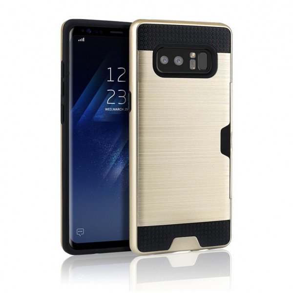 Wholesale Galaxy Note 8 Credit Card Armor Hybrid Case (Gold)
